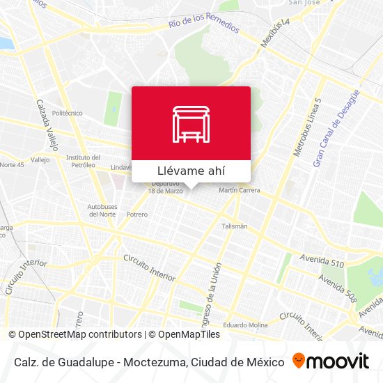 Mapa de Calz. de Guadalupe - Moctezuma