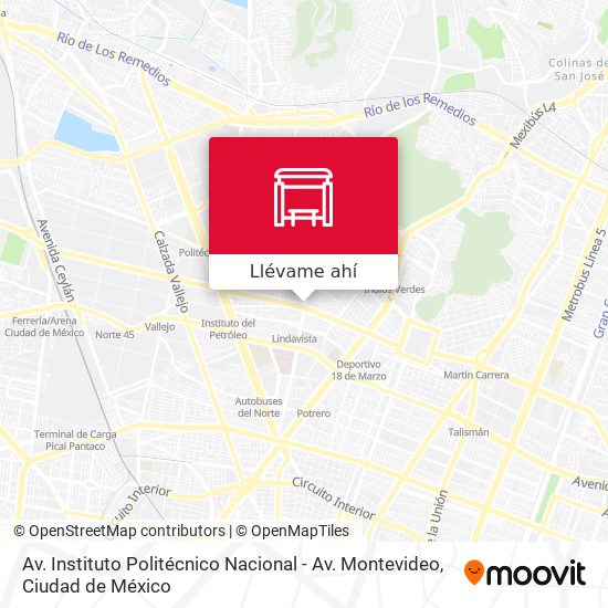 Mapa de Av. Instituto Politécnico Nacional - Av. Montevideo