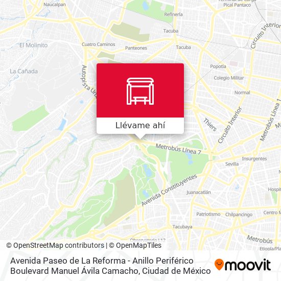 Mapa de Avenida Paseo de La Reforma - Anillo Periférico Boulevard Manuel Ávila Camacho