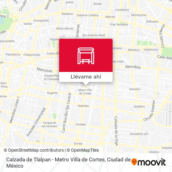 Mapa de Calzada de Tlalpan - Metro Villa de Cortes