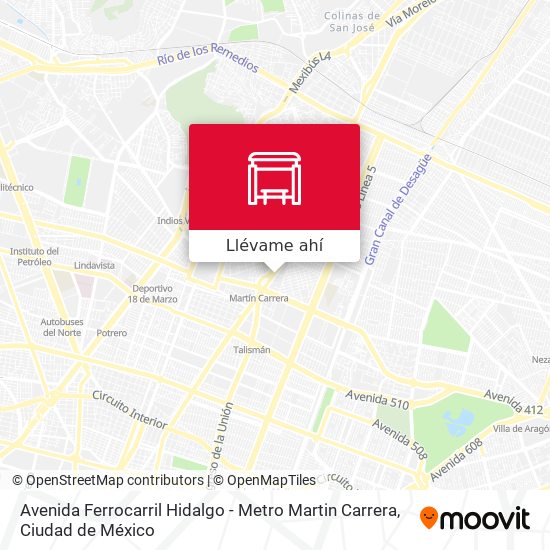 Mapa de Avenida Ferrocarril Hidalgo - Metro Martin Carrera