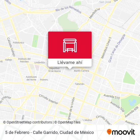 Mapa de 5 de Febrero - Calle Garrido
