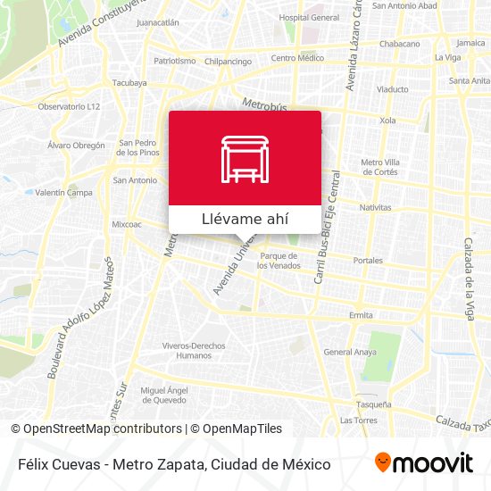 Mapa de Félix Cuevas - Metro Zapata