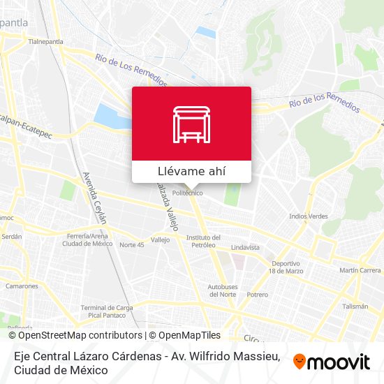 Mapa de Eje Central Lázaro Cárdenas - Av. Wilfrido Massieu