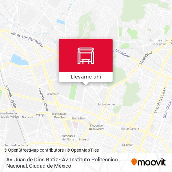 Mapa de Av. Juan de Dios Bátiz - Av. Instituto Politecnico Nacional