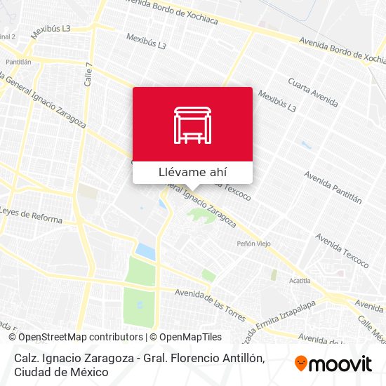 Mapa de Calz. Ignacio Zaragoza - Gral. Florencio Antillón