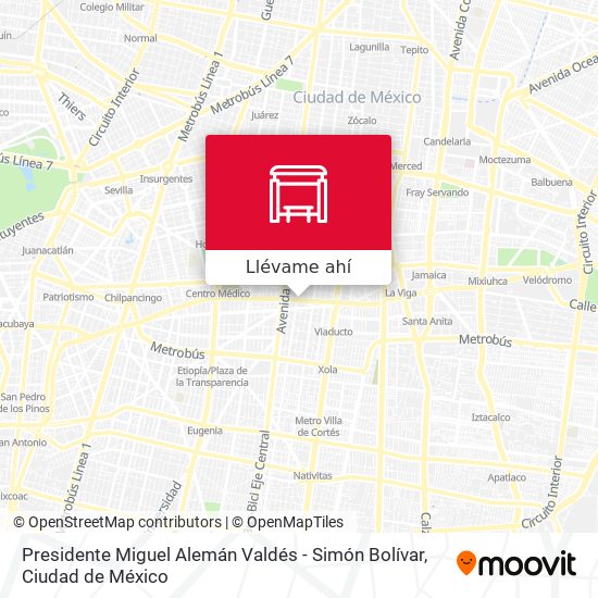 Mapa de Presidente Miguel Alemán Valdés - Simón Bolívar