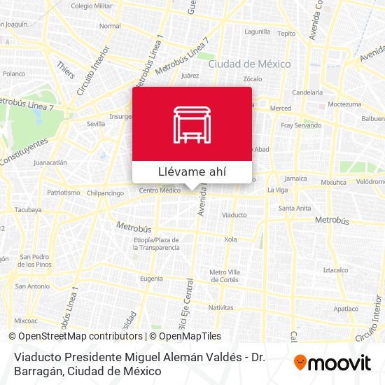 Mapa de Viaducto Presidente Miguel Alemán Valdés - Dr. Barragán