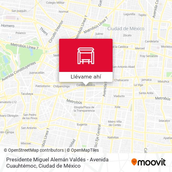 Mapa de Presidente Miguel Alemán Valdés - Avenida Cuauhtémoc