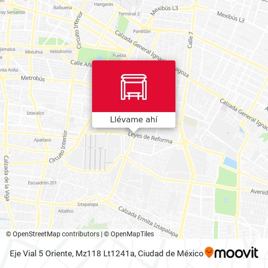 Mapa de Eje Vial 5 Oriente, Mz118 Lt1241a