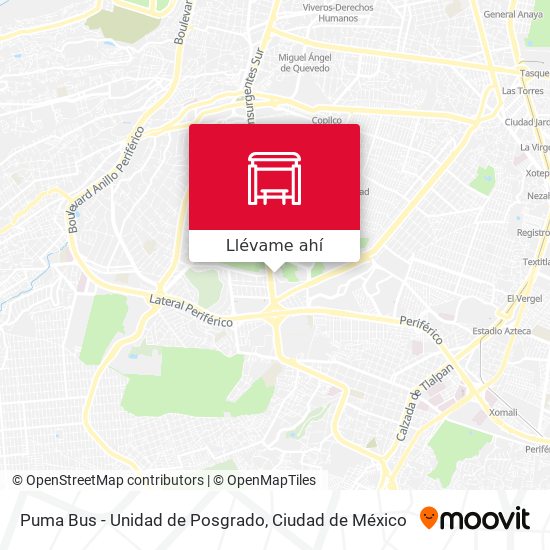 Mapa de Puma Bus - Unidad de Posgrado