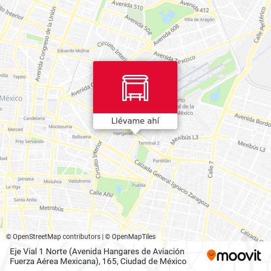 Mapa de Eje Vial 1 Norte (Avenida Hangares de Aviación Fuerza Aérea Mexicana), 165