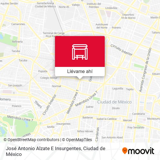 Mapa de José Antonio Alzate E Insurgentes