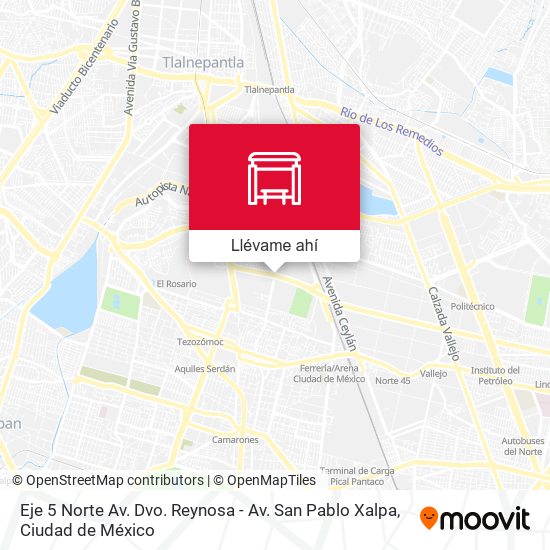 Mapa de Eje 5 Norte Av. Dvo. Reynosa - Av. San Pablo Xalpa