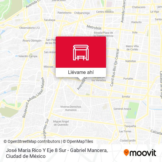 Mapa de José María Rico Y Eje 8 Sur - Gabriel Mancera