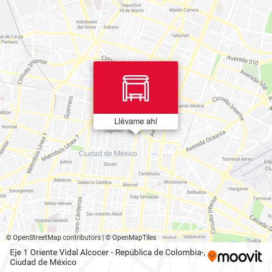 Mapa de Eje 1 Oriente Vidal Alcocer  - República de Colombia-
