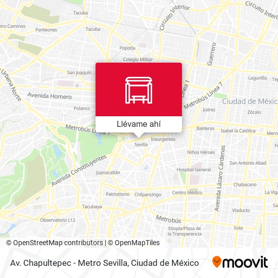 Mapa de Av. Chapultepec - Metro Sevilla