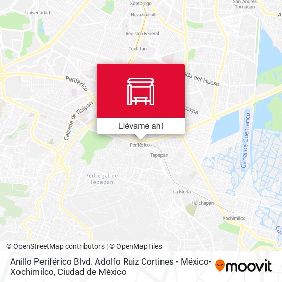 Mapa de Anillo Periférico Blvd. Adolfo Ruiz Cortines - México-Xochimilco