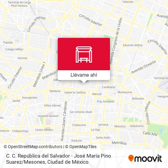 Mapa de C. C. República del Salvador - José María Pino Suarez / Mesones