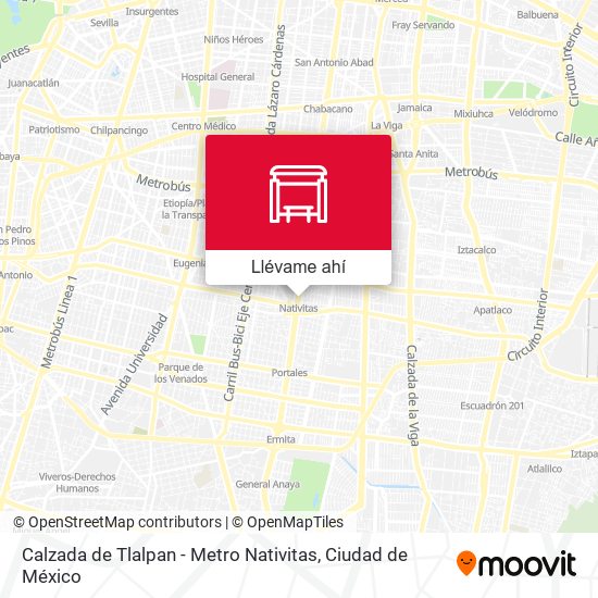 Mapa de Calzada de Tlalpan - Metro Nativitas