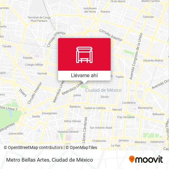 Mapa de Metro Bellas Artes