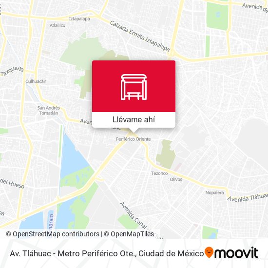 Mapa de Av. Tláhuac - Metro Periférico Ote.