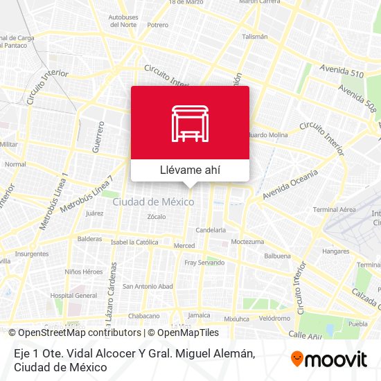 Mapa de Eje 1 Ote. Vidal Alcocer Y Gral. Miguel Alemán
