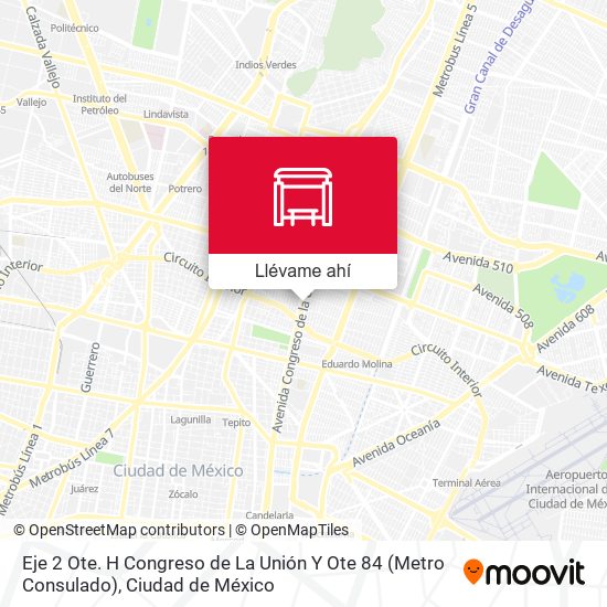 Mapa de Eje 2 Ote. H Congreso de La Unión Y Ote 84 (Metro Consulado)