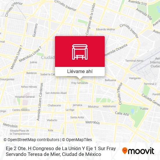 Mapa de Eje 2 Ote. H Congreso de La Unión Y Eje 1 Sur Fray Servando Teresa de Mier