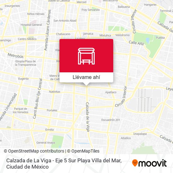 Mapa de Calzada de La Viga - Eje 5 Sur Playa Villa del Mar