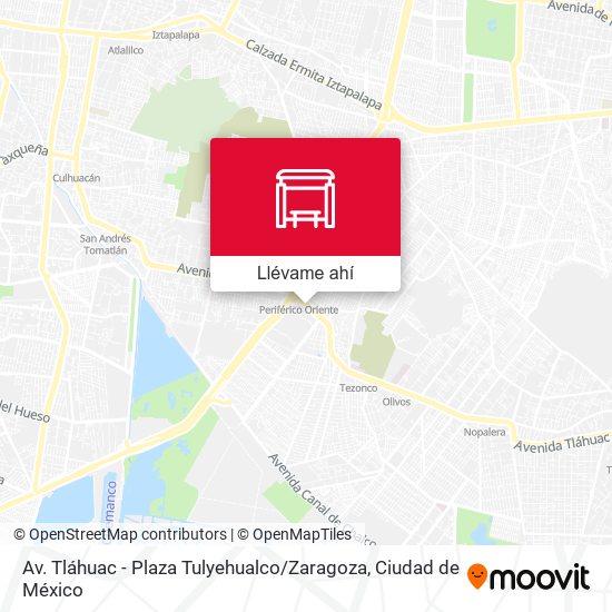 Mapa de Av. Tláhuac - Plaza Tulyehualco / Zaragoza