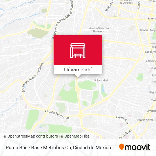 Mapa de Puma Bus - Base Metrobús Cu