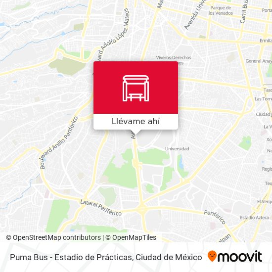 Mapa de Puma Bus - Estadio de Prácticas