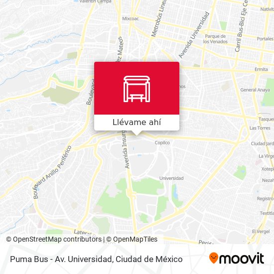 Mapa de Puma Bus - Av. Universidad