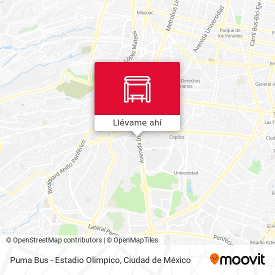 Mapa de Puma Bus - Estadio Olimpico