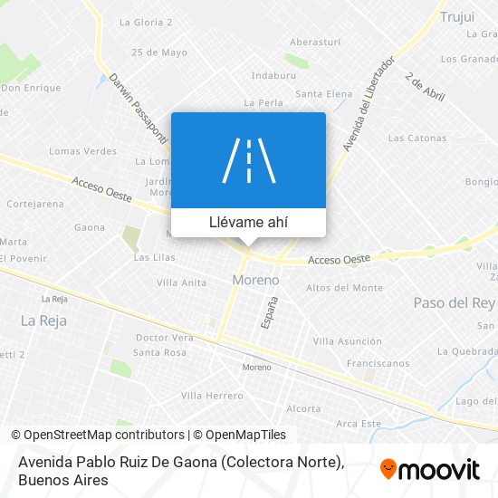 Mapa de Avenida Pablo Ruiz De Gaona (Colectora Norte)