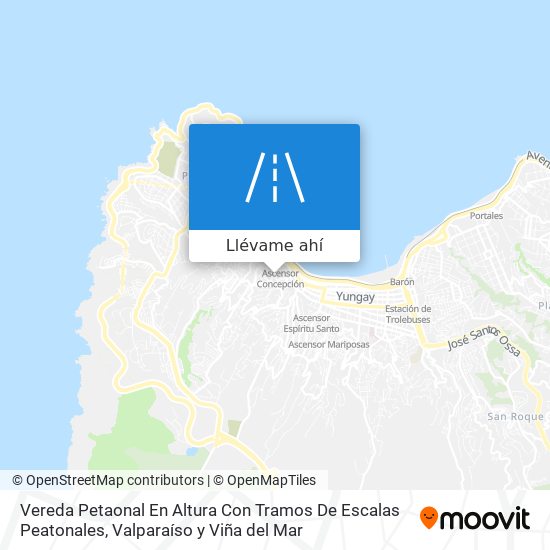 Mapa de Vereda Petaonal En Altura Con Tramos De Escalas Peatonales