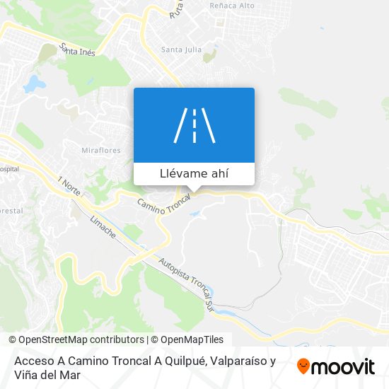 Mapa de Acceso A Camino Troncal A Quilpué