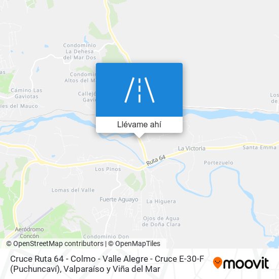 Mapa de Cruce Ruta 64 - Colmo - Valle Alegre - Cruce E-30-F (Puchuncaví)