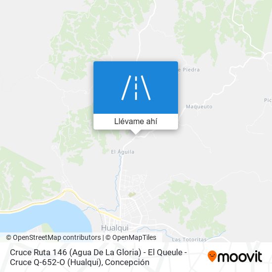 Mapa de Cruce Ruta 146 (Agua De La Gloria) - El Queule - Cruce Q-652-O (Hualqui)