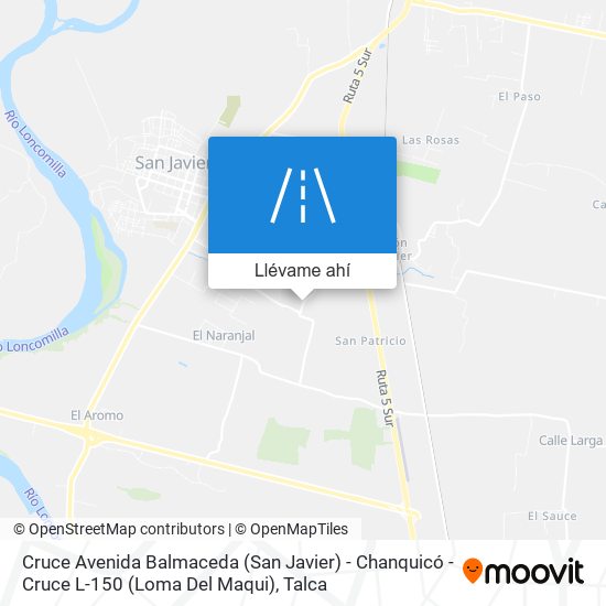 Mapa de Cruce Avenida Balmaceda (San Javier) - Chanquicó - Cruce L-150 (Loma Del Maqui)