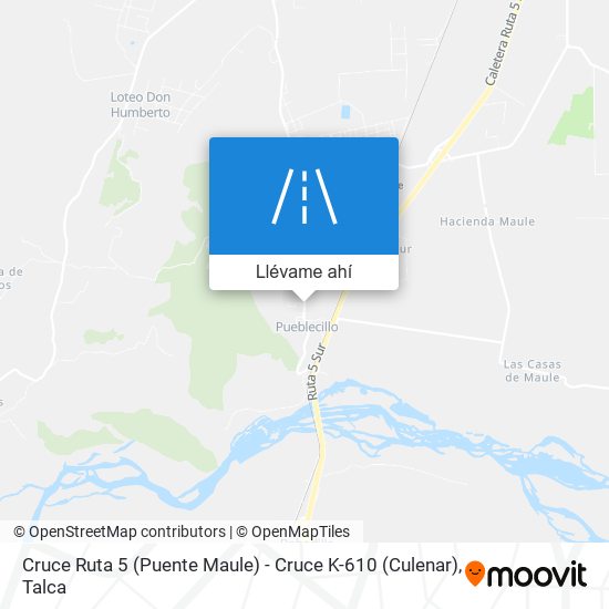 Mapa de Cruce Ruta 5 (Puente Maule) - Cruce K-610 (Culenar)