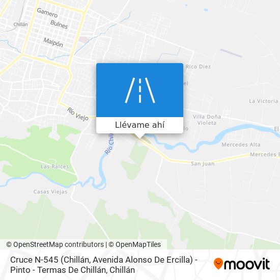 Mapa de Cruce N-545 (Chillán, Avenida Alonso De Ercilla) - Pinto - Termas De Chillán