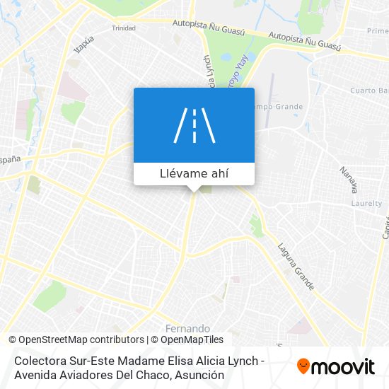 Mapa de Colectora Sur-Este Madame Elisa Alicia Lynch - Avenida Aviadores Del Chaco