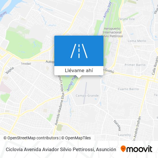 Mapa de Ciclovía Avenida Aviador Silvio Pettirossi