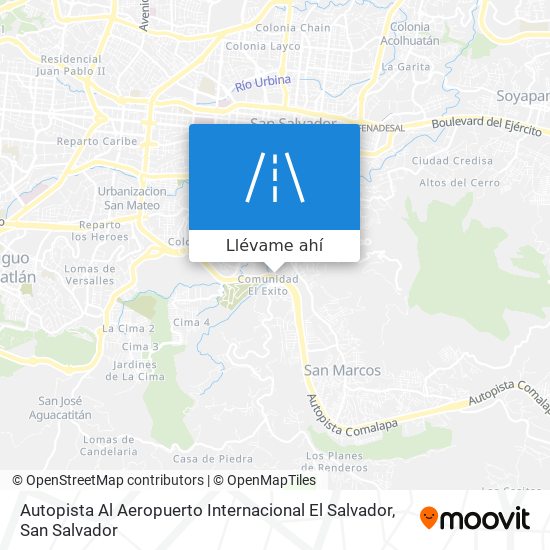 Mapa de Autopista Al Aeropuerto Internacional El Salvador