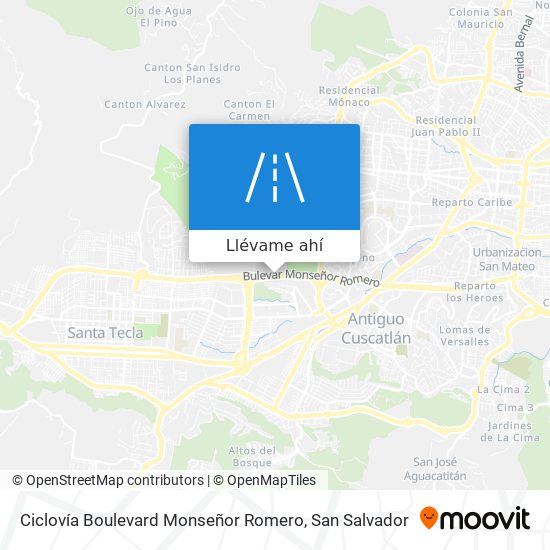 Mapa de Ciclovía  Boulevard Monseñor Romero