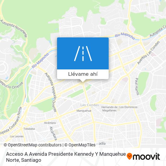 Mapa de Acceso A Avenida Presidente Kennedy Y Manquehue Norte