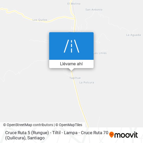 Mapa de Cruce Ruta 5 (Rungue) - Tiltil - Lampa - Cruce Ruta 70 (Quilicura)