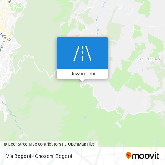 Mapa de Vía Bogotá - Choachí